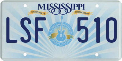 MS license plate LSF510