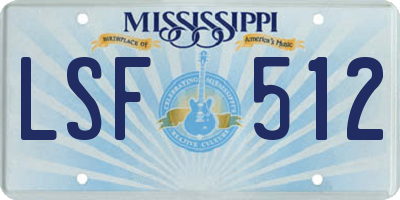 MS license plate LSF512