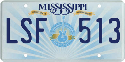 MS license plate LSF513