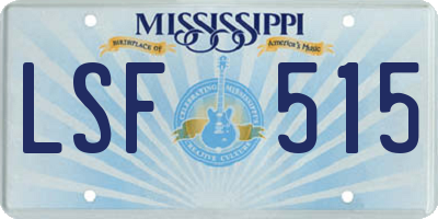 MS license plate LSF515