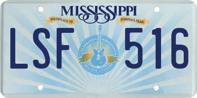 MS license plate LSF516