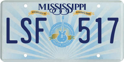 MS license plate LSF517
