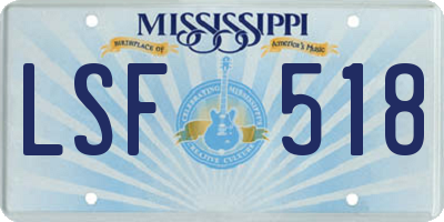 MS license plate LSF518