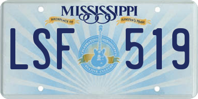 MS license plate LSF519