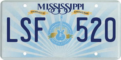 MS license plate LSF520