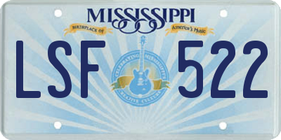 MS license plate LSF522