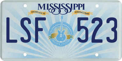 MS license plate LSF523