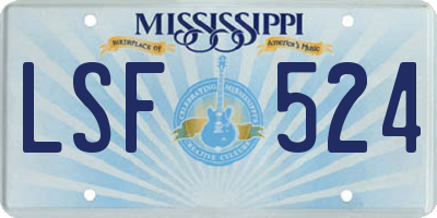 MS license plate LSF524