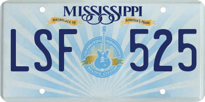 MS license plate LSF525