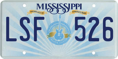 MS license plate LSF526