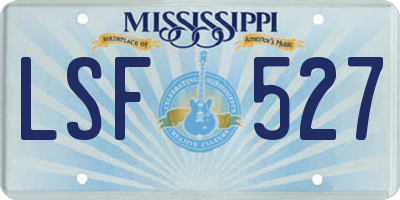 MS license plate LSF527