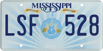 MS license plate LSF528