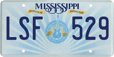 MS license plate LSF529