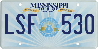 MS license plate LSF530