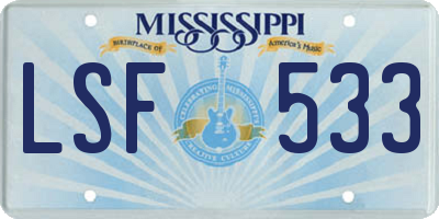 MS license plate LSF533
