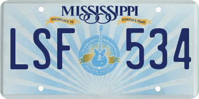MS license plate LSF534