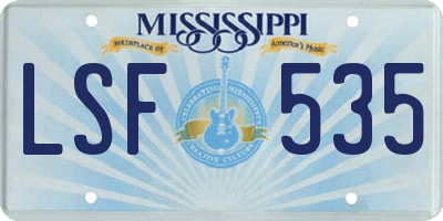 MS license plate LSF535
