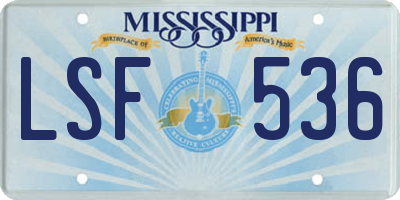 MS license plate LSF536