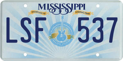 MS license plate LSF537