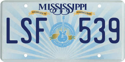 MS license plate LSF539