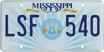 MS license plate LSF540