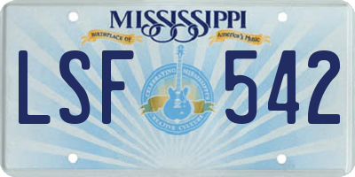MS license plate LSF542