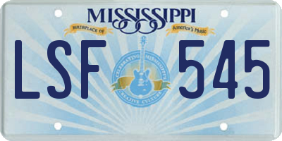 MS license plate LSF545