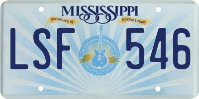 MS license plate LSF546