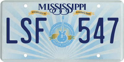 MS license plate LSF547