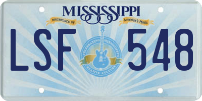MS license plate LSF548