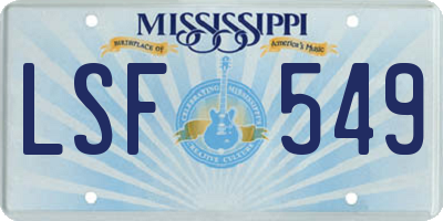 MS license plate LSF549