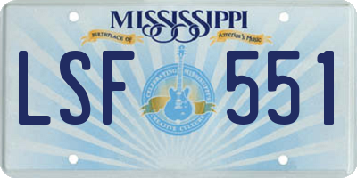 MS license plate LSF551