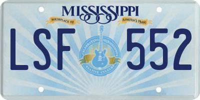 MS license plate LSF552