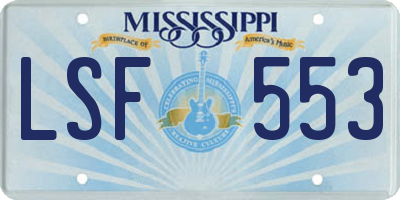 MS license plate LSF553