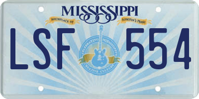 MS license plate LSF554