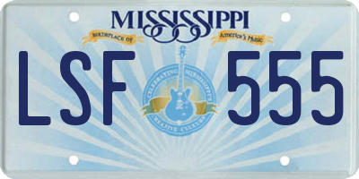 MS license plate LSF555