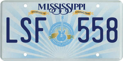 MS license plate LSF558