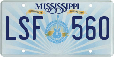 MS license plate LSF560