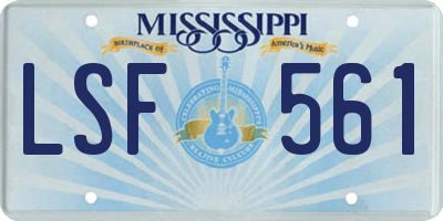 MS license plate LSF561