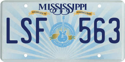 MS license plate LSF563