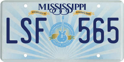 MS license plate LSF565