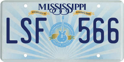 MS license plate LSF566