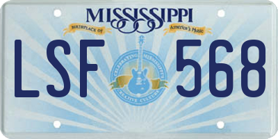 MS license plate LSF568