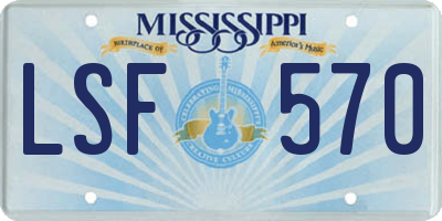 MS license plate LSF570