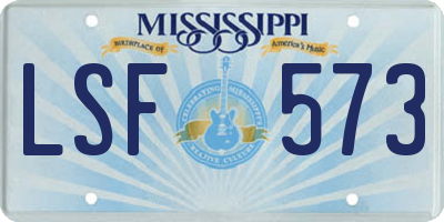 MS license plate LSF573