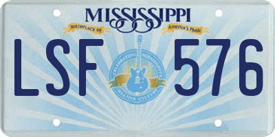 MS license plate LSF576
