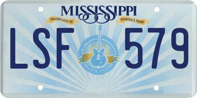 MS license plate LSF579
