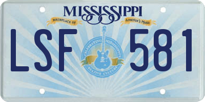 MS license plate LSF581