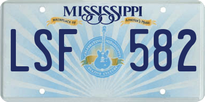 MS license plate LSF582
