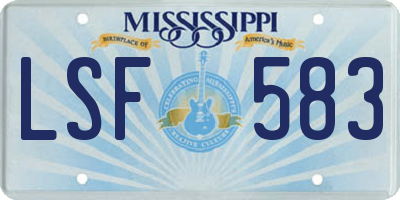 MS license plate LSF583